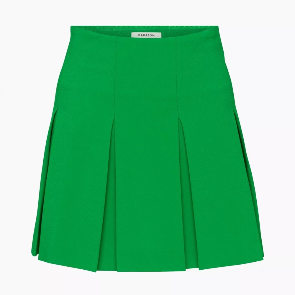 Aritzia Babaton Green Pleated Mini Skirt